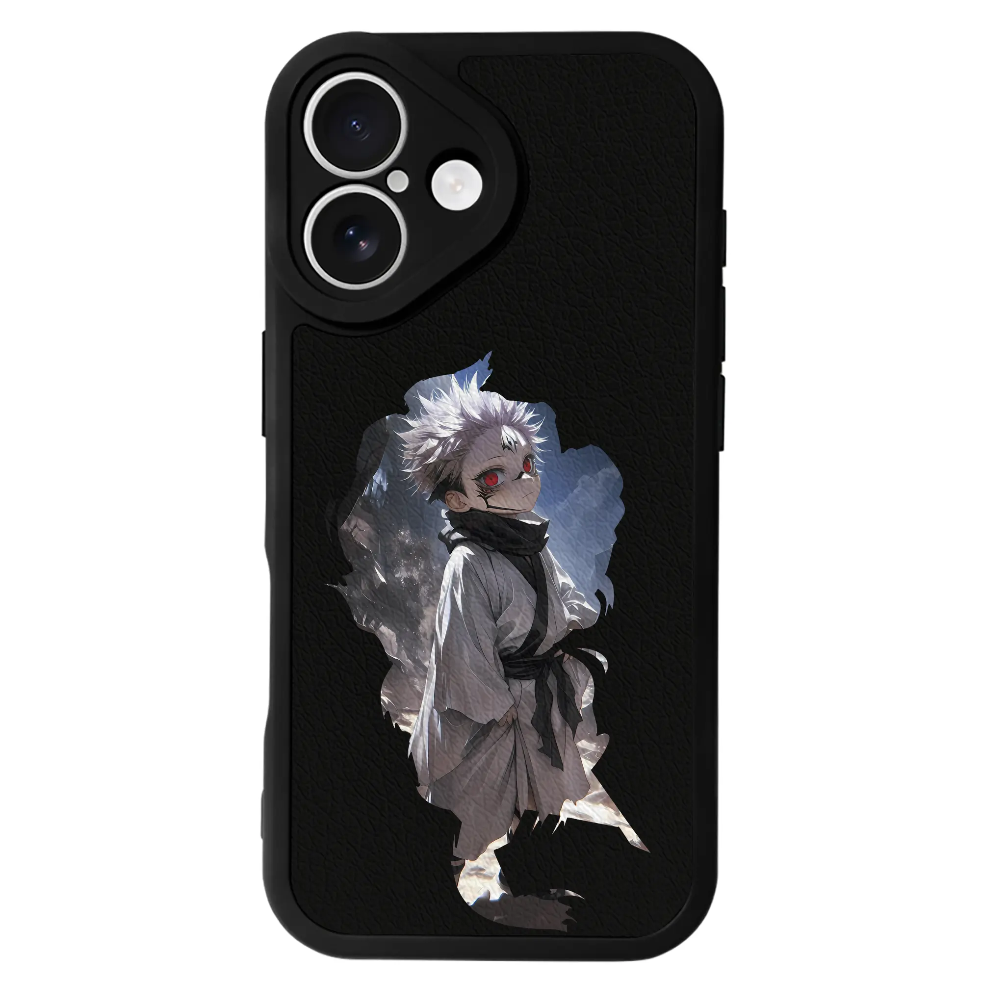 呪術廻戦 グッズ,両面宿儺 - IPhone 16シリーズ対応 ・ シリコンスマホケース ・ レザー調 ・ 高精度フィット ・ 耐衝撃 ・ ワイヤレス充電対応 ・ 精密カット